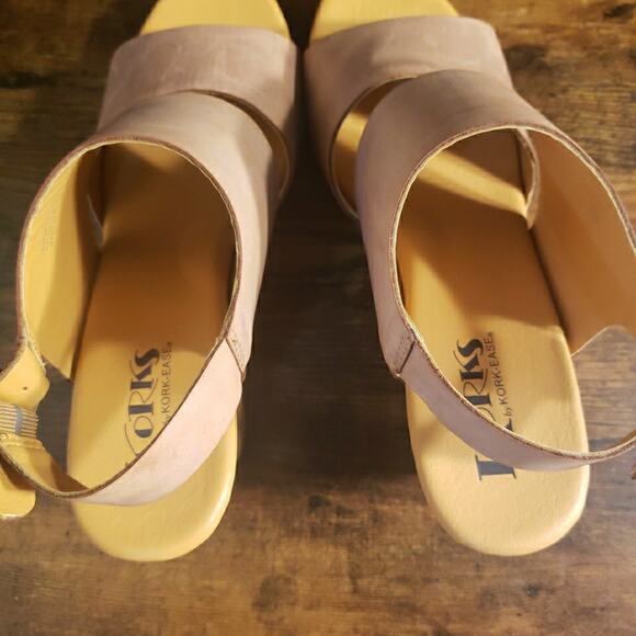 KORKS Kristian Leather Platform Slingback Heel Sandal SIZE 8 Natural Stud Accent - Picture 6 of 10